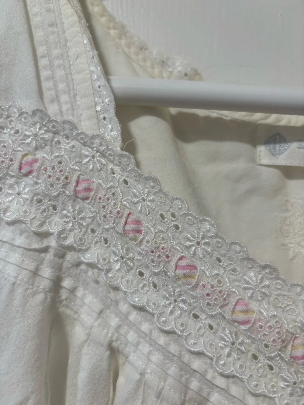 EILEEN WEST E5215907 WHITE COTTON PINK RIBBON NIGHTGOWN BALLET LAWN DRESS SZ XL